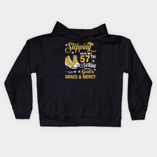 Stepping Into My 57th Birthday With God's Grace & Mercy Bday Kids Hoodie